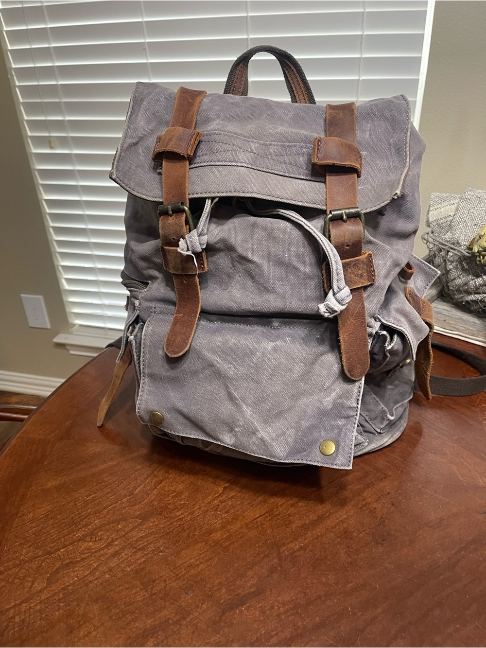 Large Wax Canvas leather Classic Backpack rucksack *read